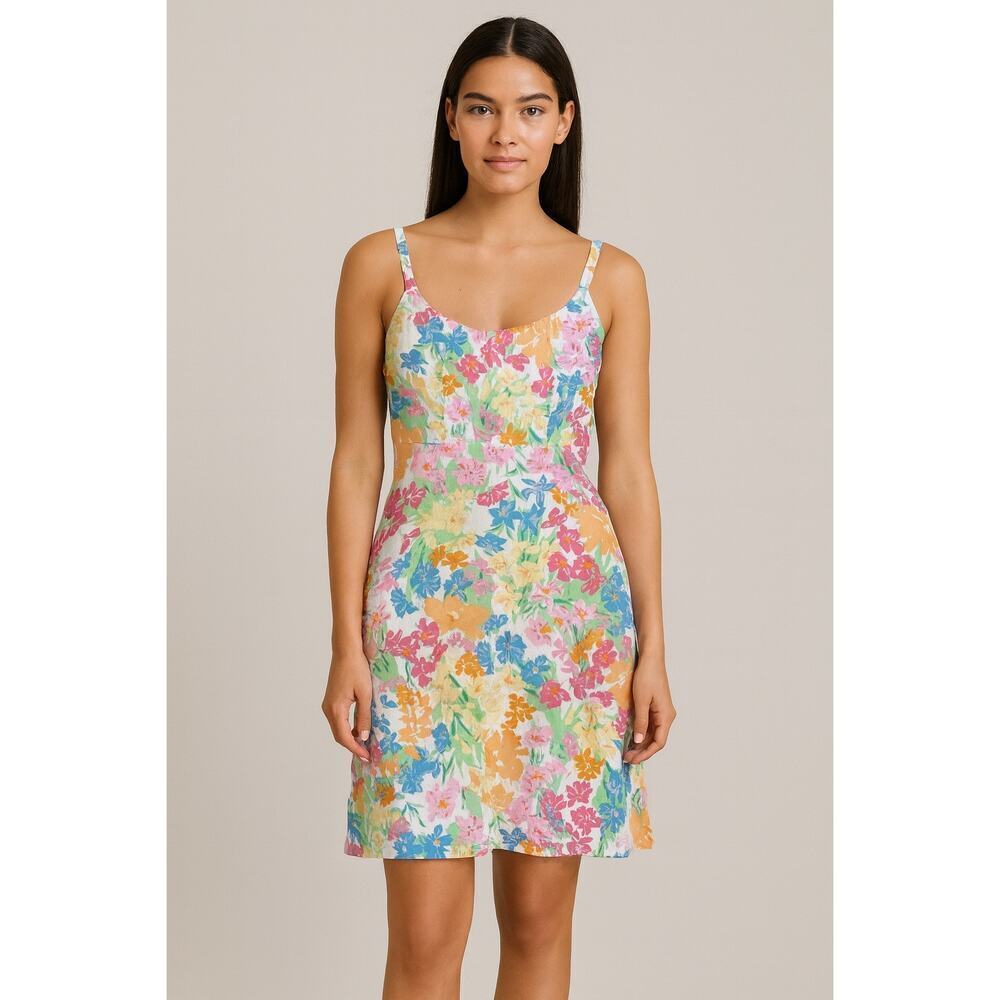 Old Navy‎ Floral Sundress XL Sleeveless Strappy Summer Dress linen blend